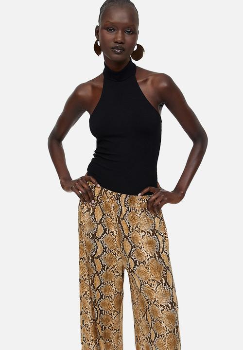 H&M - Pull-on jersey trousers - brown snakeskin patterned