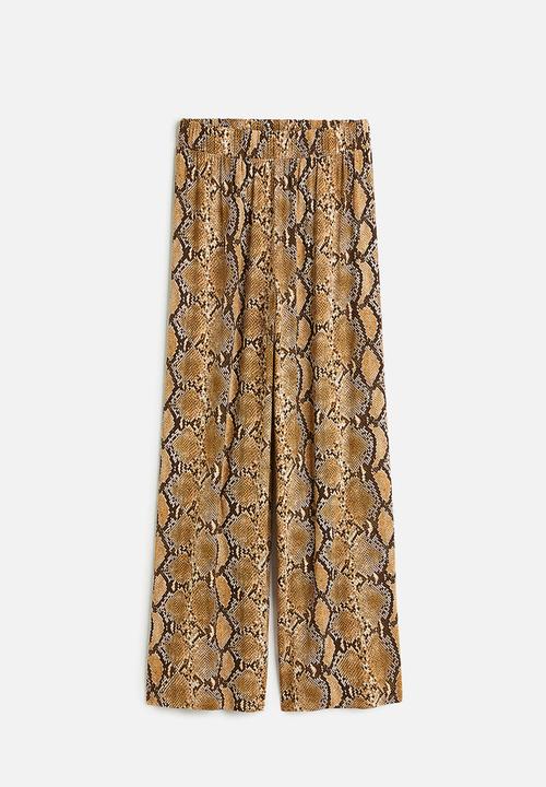 H&M - Pull-on jersey trousers - brown snakeskin patterned