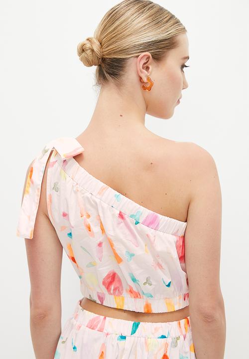 MILLA - Asym fit and flare with side cutout - painterly floral