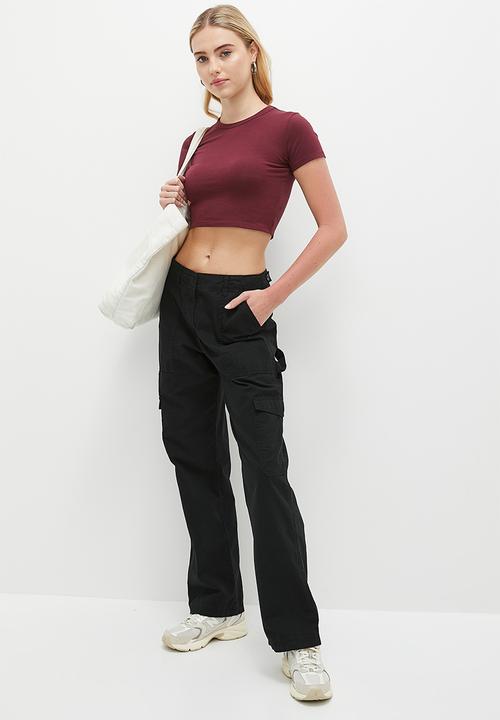 Cotton On - Micro Crop Tee - Deep Garnet