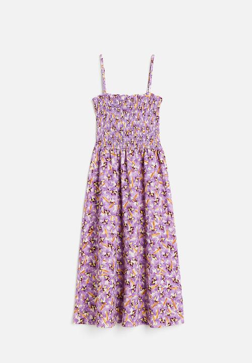 H&M - Smock-topped dress -purple floral 
