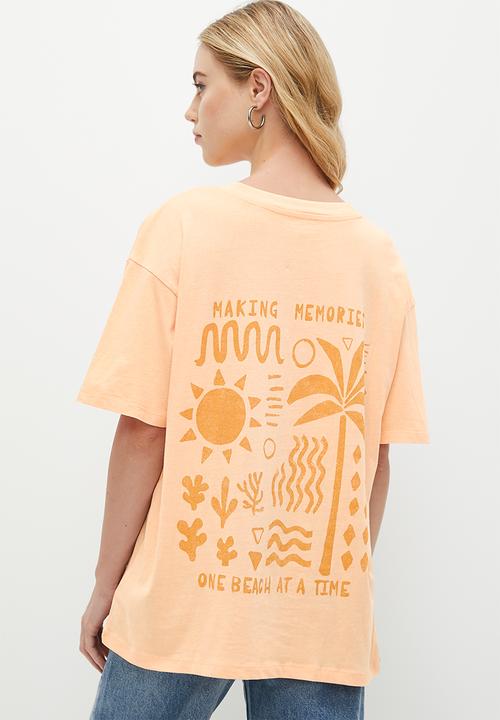 Cotton On - The Oversized Graphic Tee - Making Memories/Soft Peach