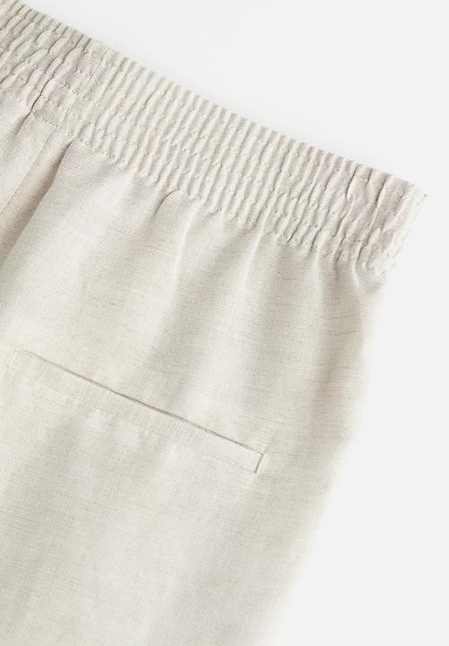 H&M - Wide linen-blend trousers - beige