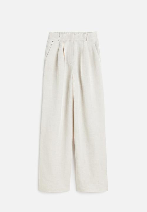 H&M - Wide linen-blend trousers - beige