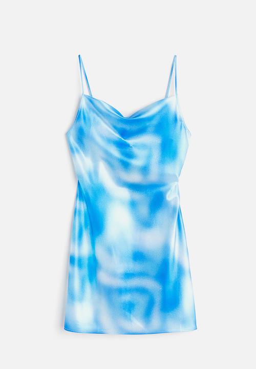 H&M - Tie-detail satin dress - blue