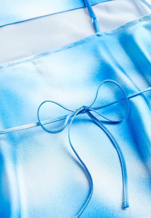 H&M - Tie-detail satin dress - blue