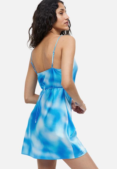 H&M - Tie-detail satin dress - blue
