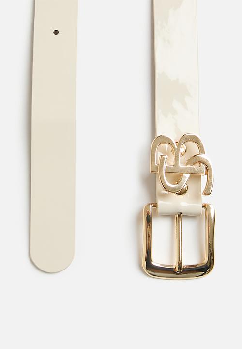 SISSY BOY - Patent belt with sb logo-off white