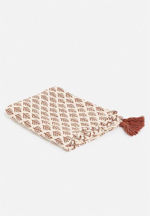 Sixth Floor - Suvarna cotton printed throw - rust