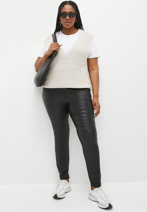 Superbalist - Coated bengaline tregging - black
