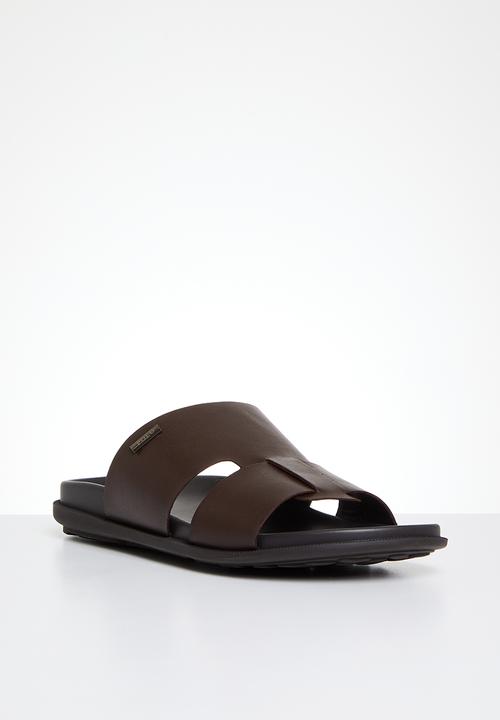 POLO - Double strap leather sandal - brown