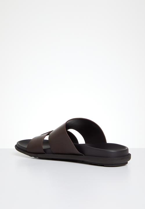 POLO - Double strap leather sandal - brown