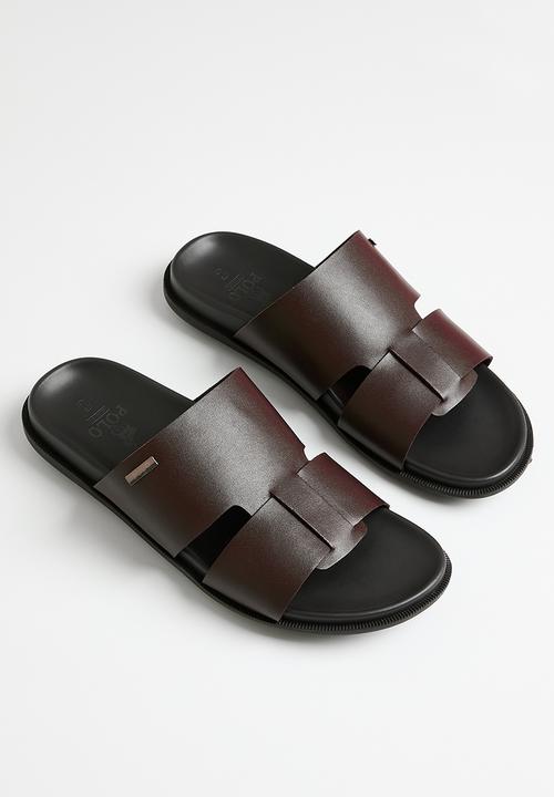 POLO - Double strap leather sandal - brown