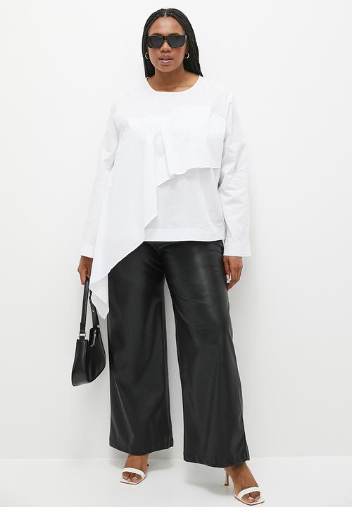 Superbalist - Asym frill wide sleeve shell - white