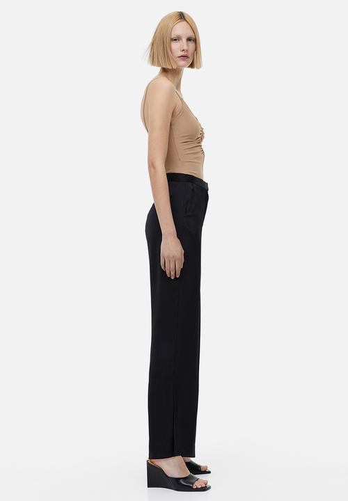 H&M - Wide satin trousers - black