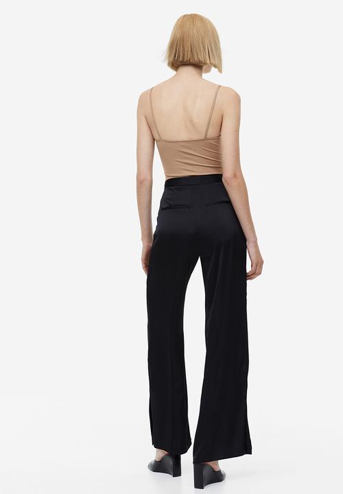 H&M - Wide satin trousers - black