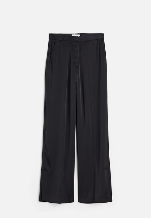 H&M - Wide satin trousers - black