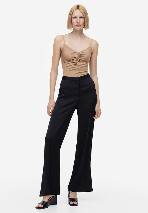 H&M - Wide satin trousers - black