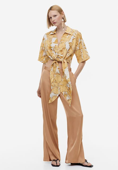 H&M - Wide satin trousers - dark beige