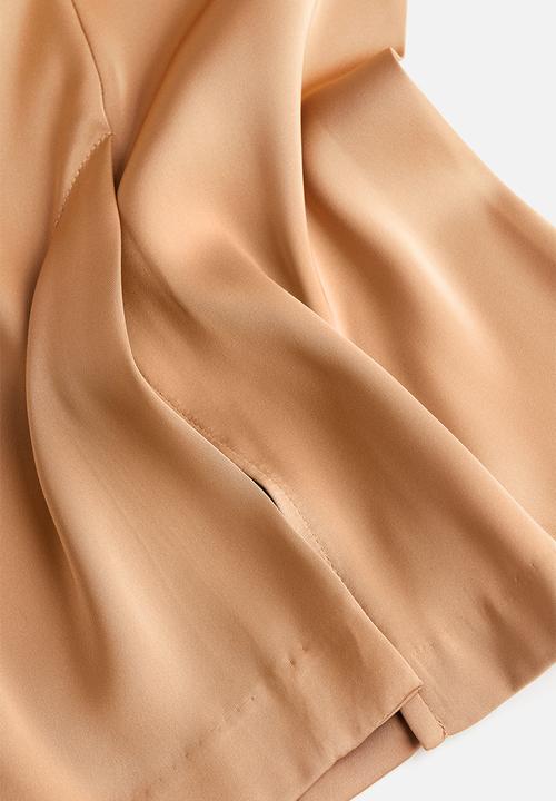 H&M - Wide satin trousers - dark beige