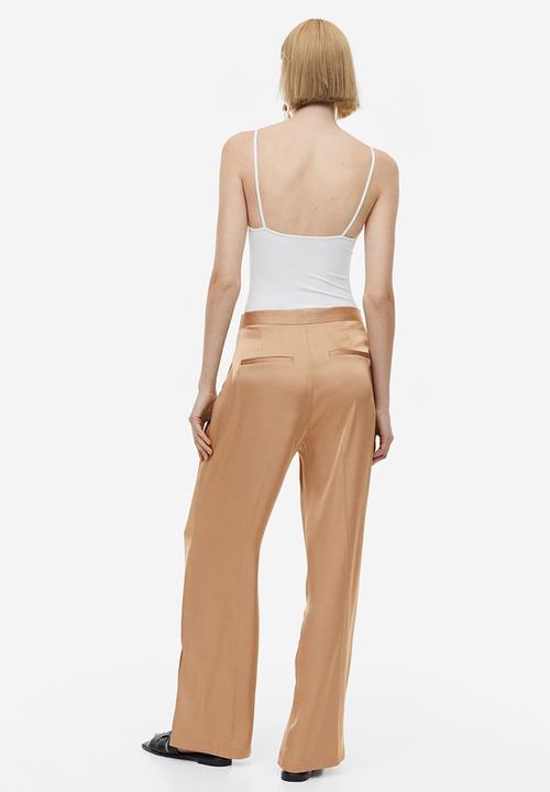 H&M - Wide satin trousers - dark beige