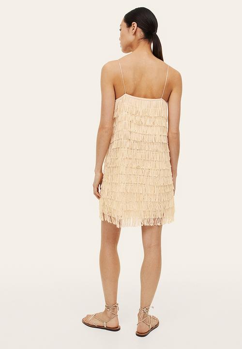 H&M - Sequin-fringed dress - light beige