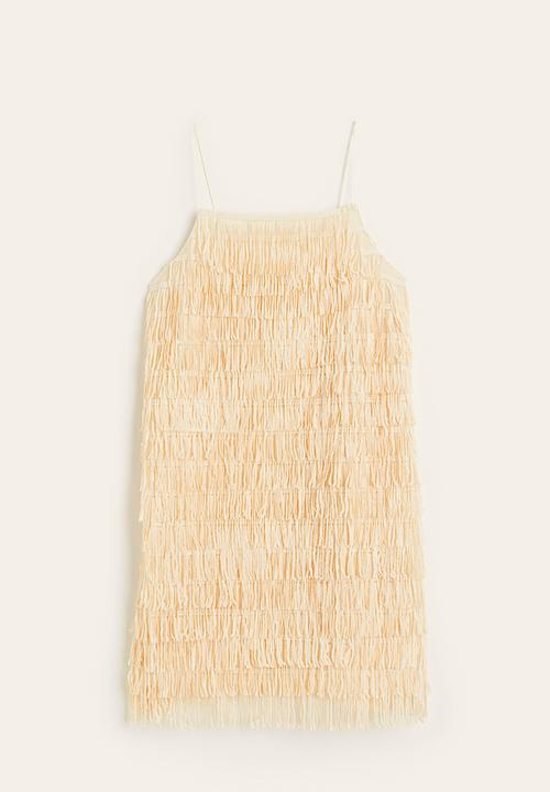 H&M - Sequin-fringed dress - light beige