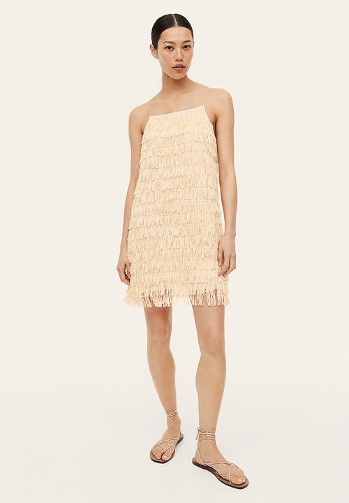 H&M - Sequin-fringed dress - light beige