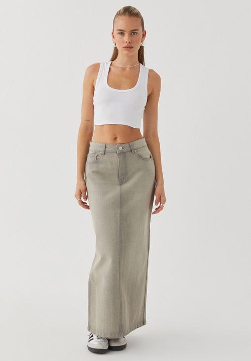 Supré  - Cali denim maxi skirt - grunge grey