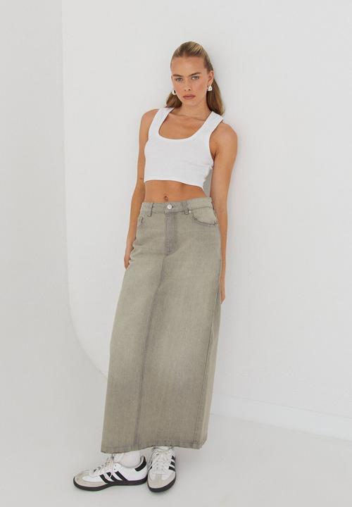 Supré  - Cali denim maxi skirt - grunge grey