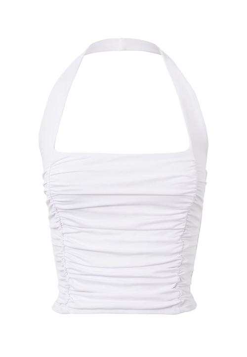 Supré  - Summer ruched halter top - white