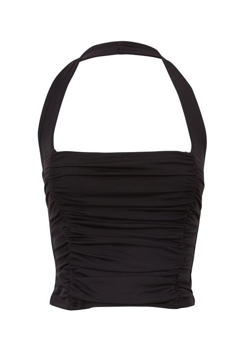 Supré  - Summer ruched halter top -  black