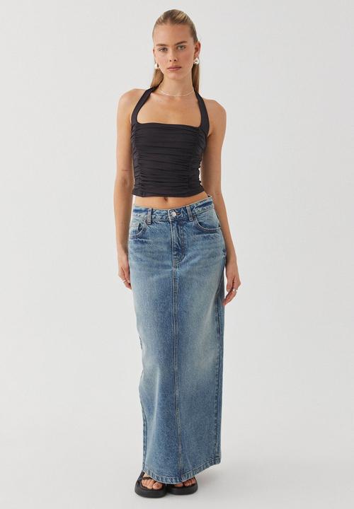 Supré  - Summer ruched halter top -  black