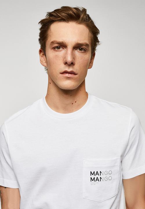 MANGO - T-shirt logopok-h - white