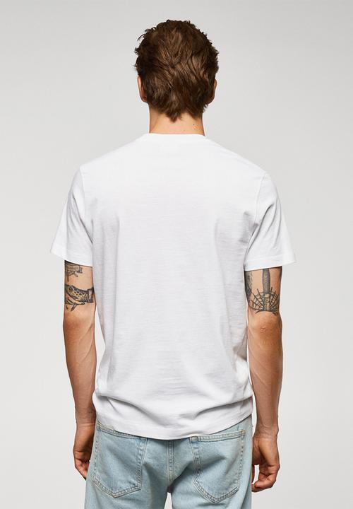 MANGO - T-shirt logopok-h - white