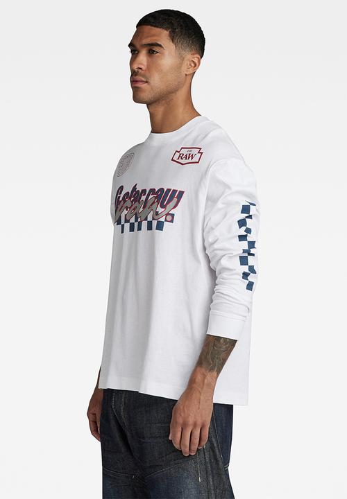 G-STAR - Moto boxy graphic long sleeve  Dry jersey o - white