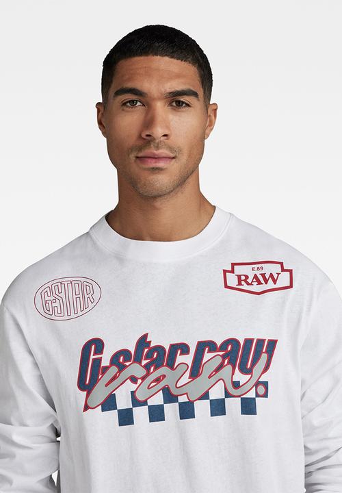 G-STAR - Moto boxy graphic long sleeve  Dry jersey o - white
