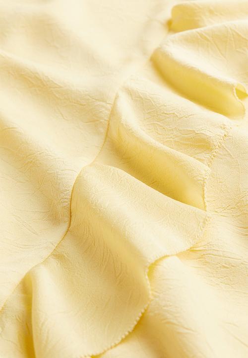 H&M - Flounce-trimmed dress - light yellow 
