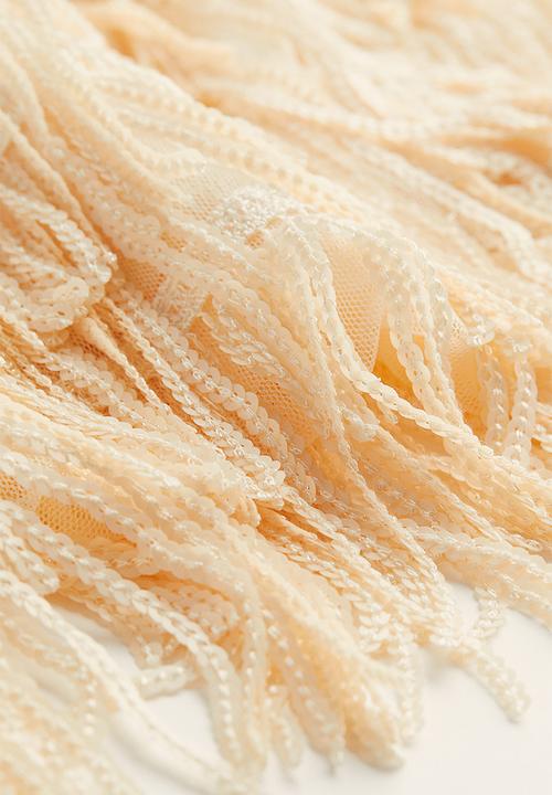 H&M - Sequin-fringed skirt - light beige