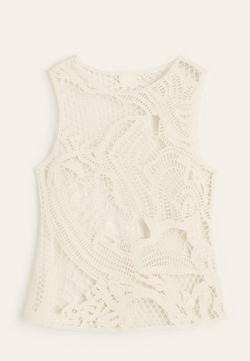 H&M - Crochet-look top - white