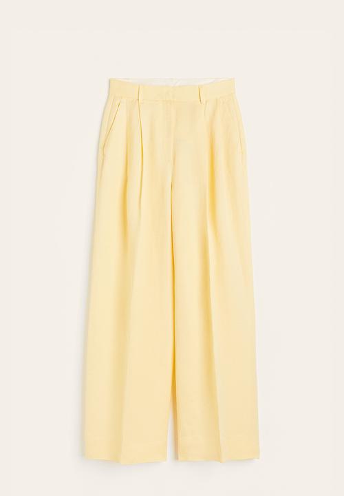H&M - Linen-blend tailored trousers - pale yellow