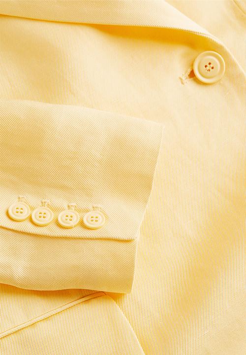 H&M - Double-breasted linen-blend blazer - light yellow