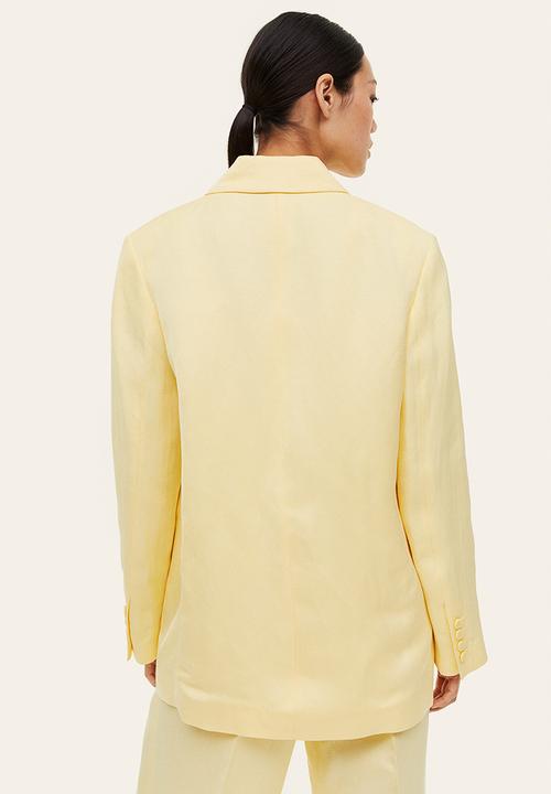 H&M - Double-breasted linen-blend blazer - light yellow