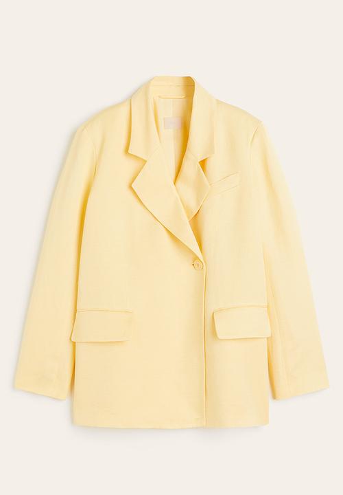 H&M - Double-breasted linen-blend blazer - light yellow