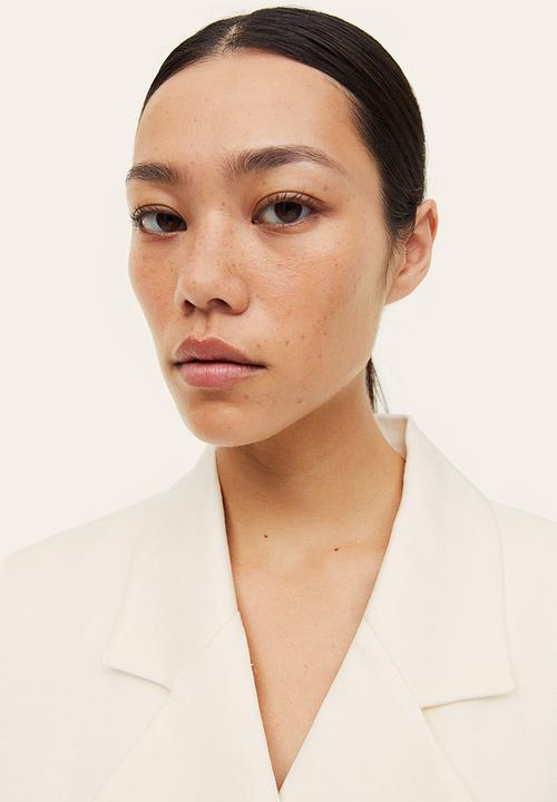 H&M - Double-breasted linen-blend blazer - white