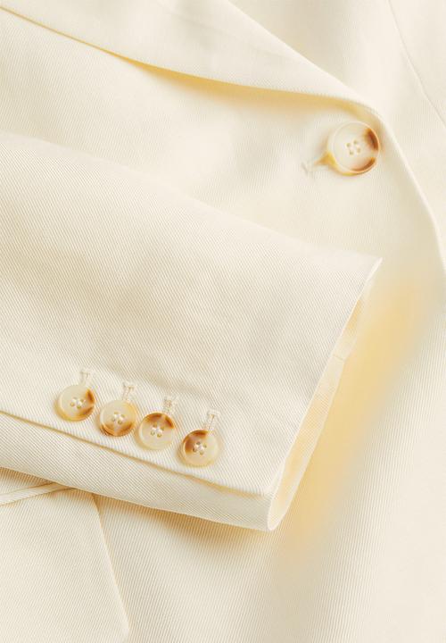 H&M - Double-breasted linen-blend blazer - white