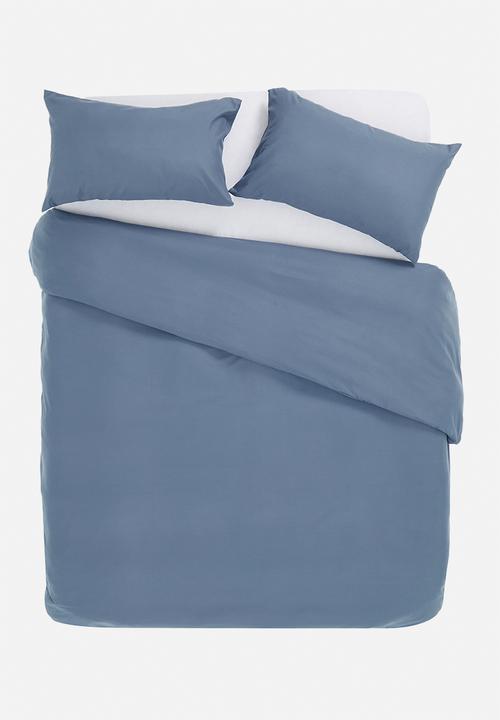 Sixth Floor - Recycled microfibre duvet set - steel blue