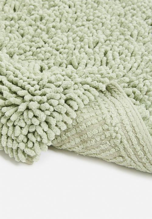 Sixth Floor - Chenille loop polyester bath mat - sage green
