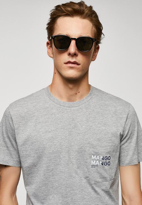 MANGO - T-shirt logopok-h - medium grey