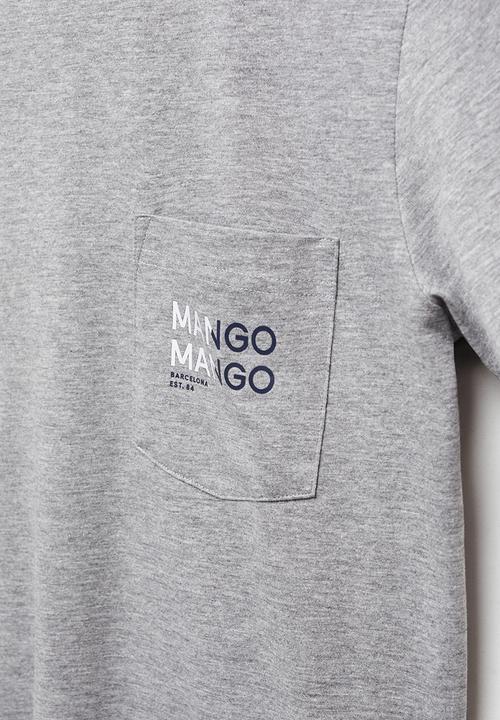 MANGO - T-shirt logopok-h - medium grey